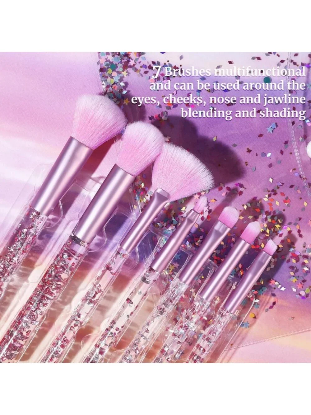 18 Color Nude Eyeshadow Palette + 7 Soft Brushes & Pink Cosmetic Bag Set for